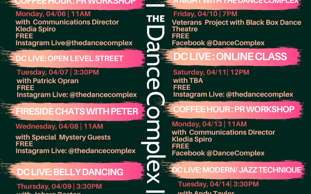 New DC LIVE Schedule of classes, workshops, performances and discussions!