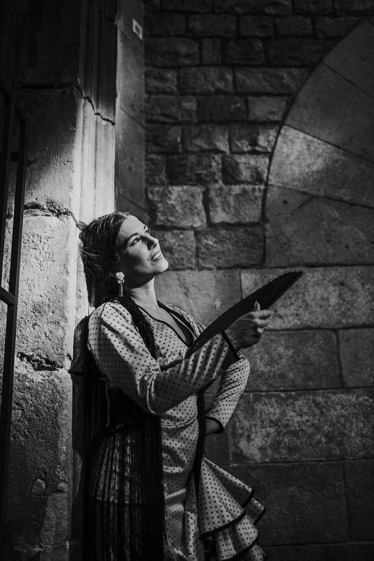 Black and white photo of Cristina. Black and white photo of Cristina posing in a castle. Black and white photo mid dance.